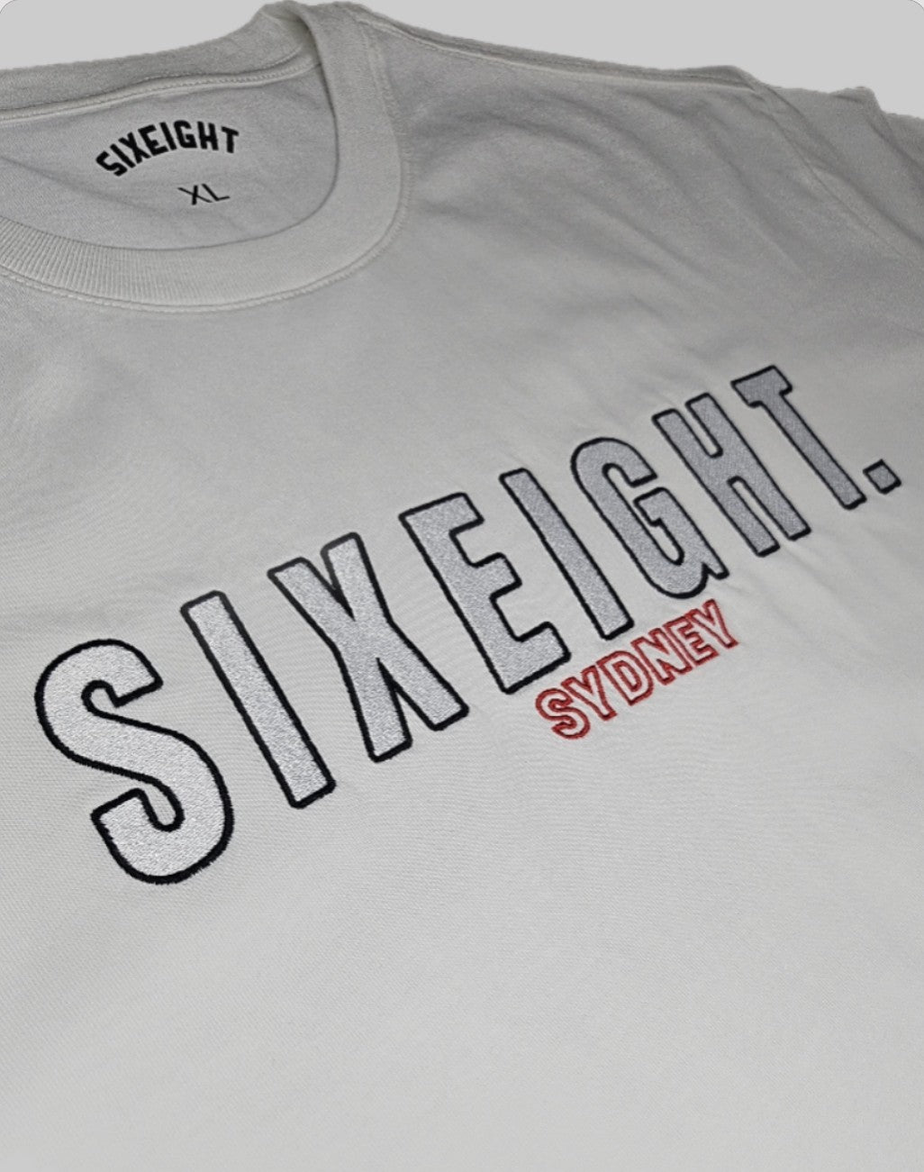 68 Embroidered White Tee V2