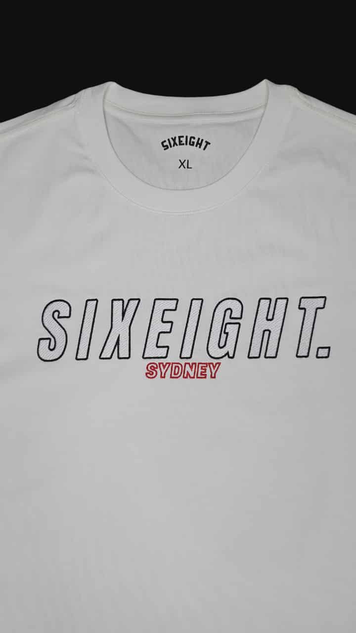 68 Embroidered White Tee V2